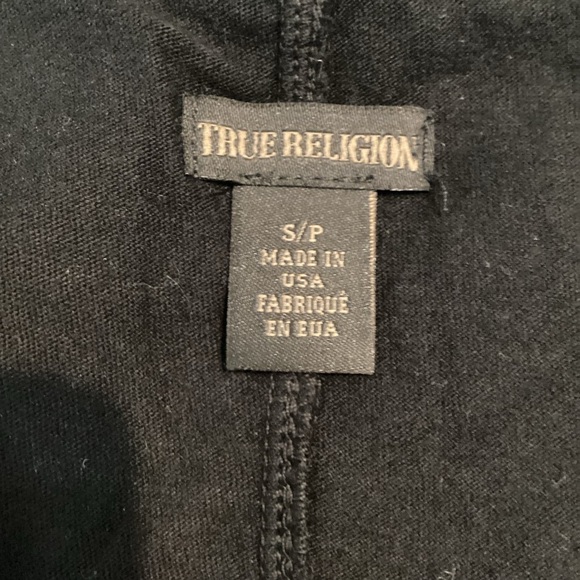 True Religion Black Metallic Trim Tank Top Size S Split Back - Picture 6 of 7